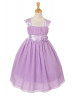 Pleated Chiffon Tea Length Flower Girl Dress With Flower Sash